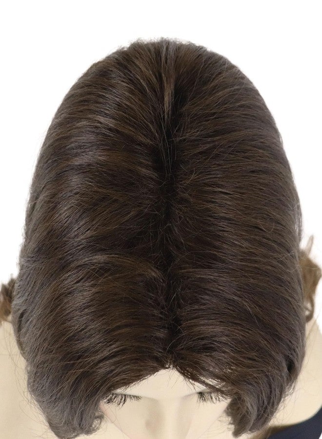 GNIMEGIL 21 Inch Elegant Long Mens Wig Brown Wavy Synthetic Wave Hippie Wig In Rich Brown Effortless Style Hair For Unisex Adult Natural Haircuts Fluffy Hairline - Image 5